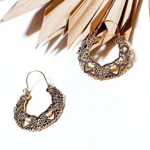 Anthro metal hoop earrings #520 - Picture 4 of 6